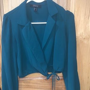 Green cropped blouse